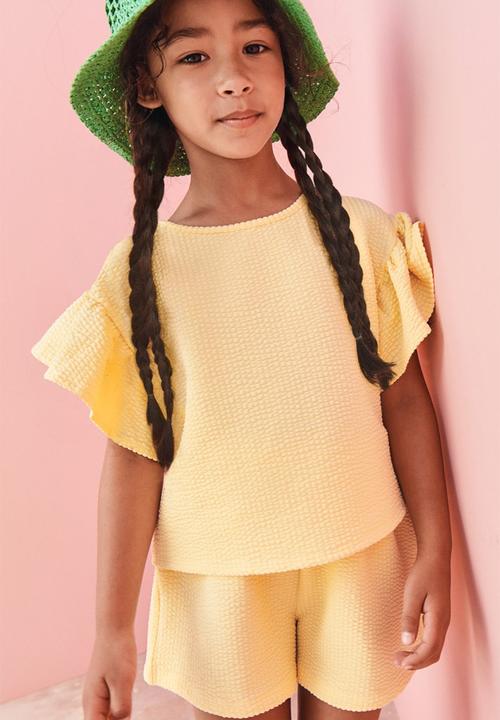H&M - 2 Piece waffled jersey set - light yellow