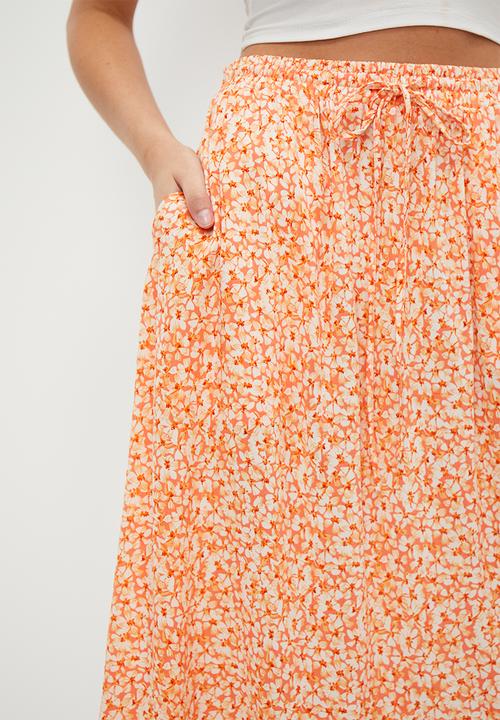 HAILYS - Print Maxi Skirt - Papaya Flower