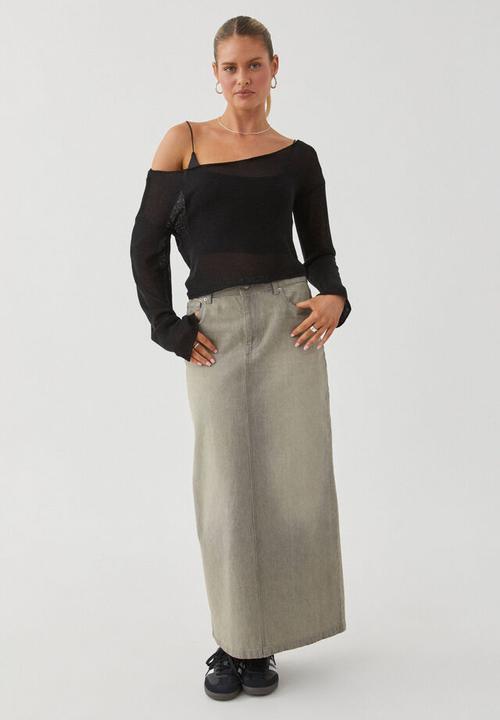 Supré  - Carla wide neck sheer knit jumper -  black