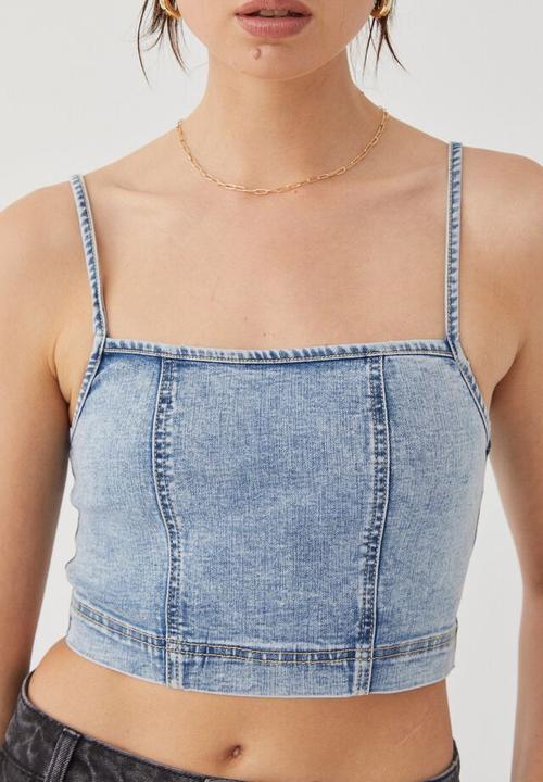 Supré  - Willow denim cropped top -  light blue wash