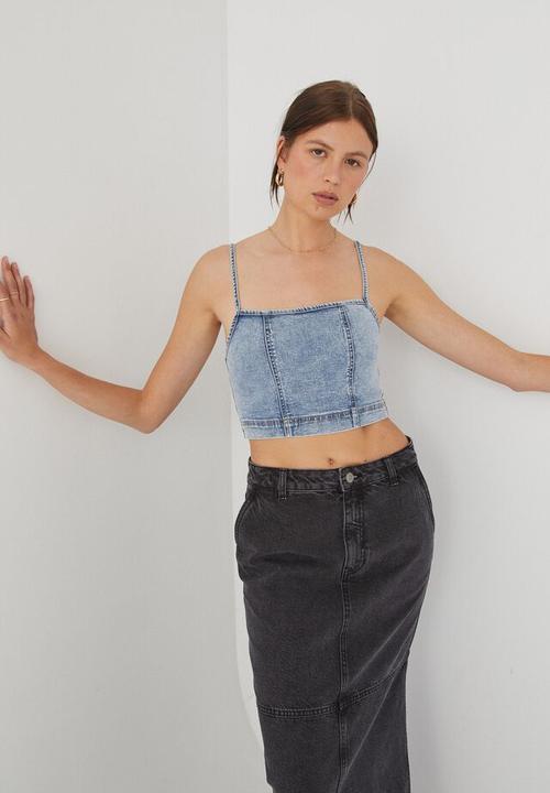 Supré  - Willow denim cropped top -  light blue wash