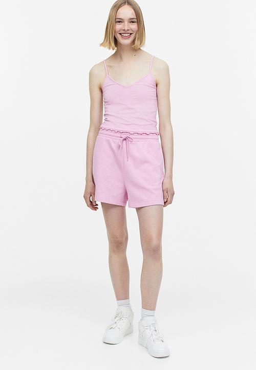 H&M - Cropped strappy top - light pink