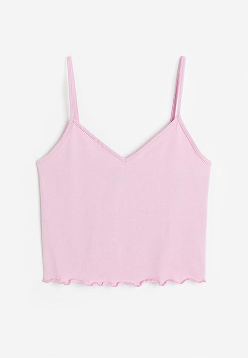 H&M - Cropped strappy top - light pink