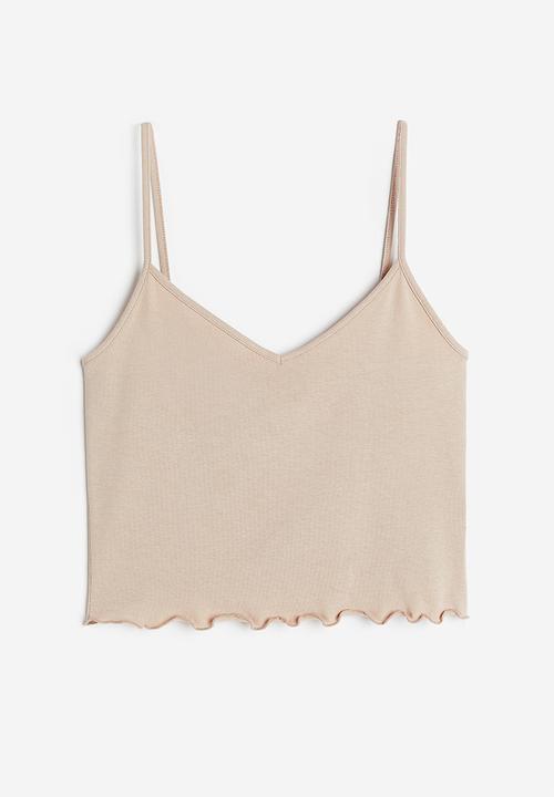 H&M - Cropped strappy top - light beige