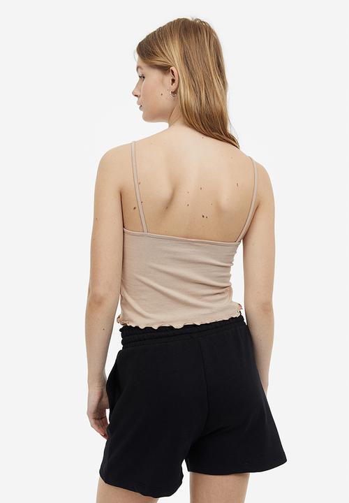 H&M - Cropped strappy top - light beige