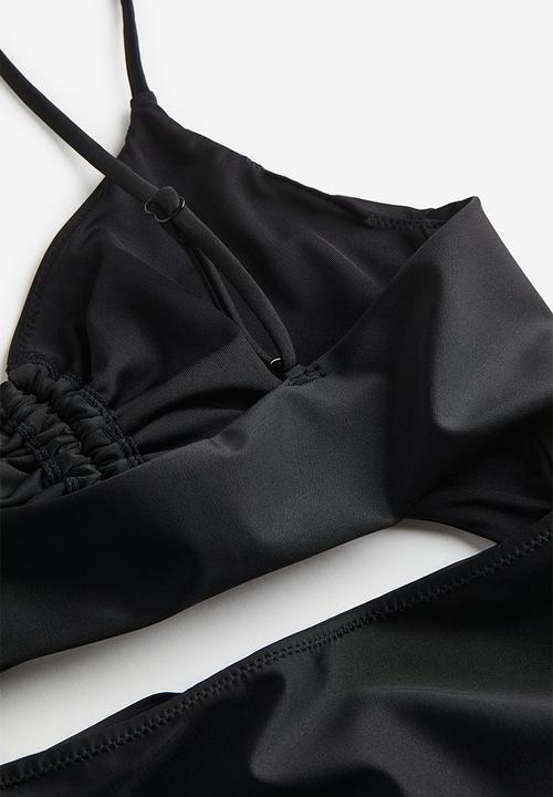 H&M - High leg drawstring-detail swimsuit - black