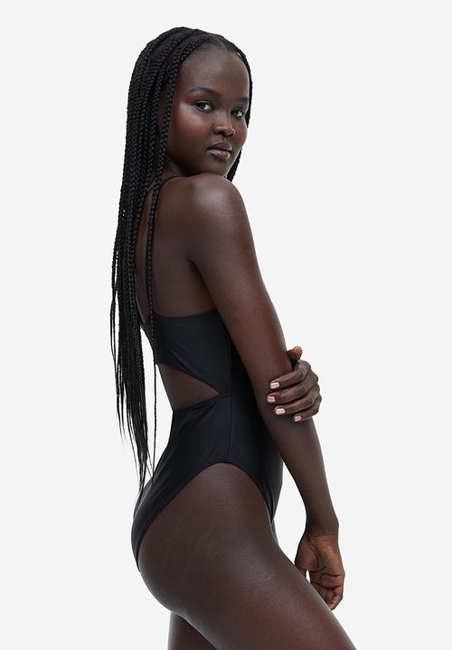 H&M - High leg drawstring-detail swimsuit - black