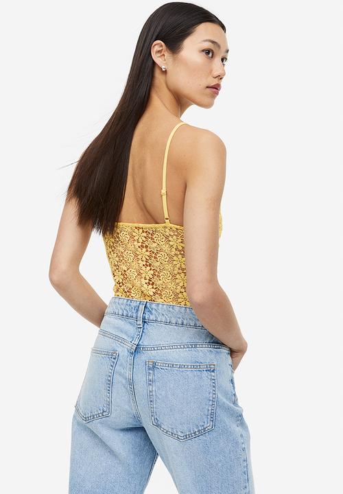 H&M - Cropped lace top - yellow