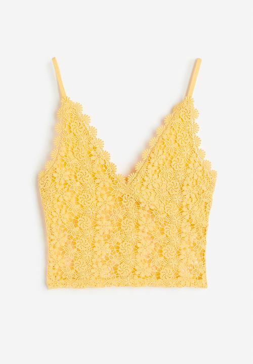 H&M - Cropped lace top - yellow