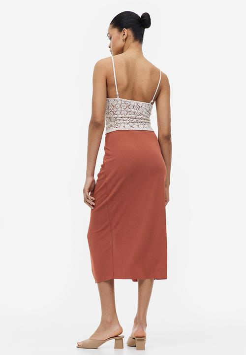 H&M - Gusset-panel jersey skirt - brick red