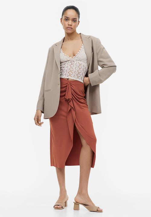 H&M - Gusset-panel jersey skirt - brick red