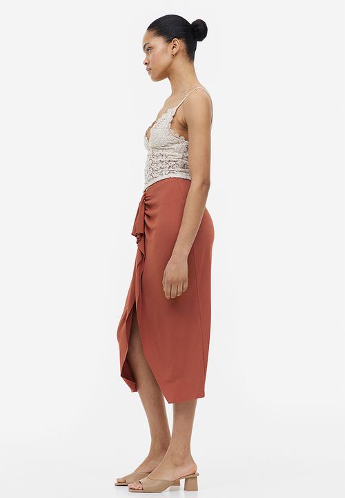 H&M - Gusset-panel jersey skirt - brick red