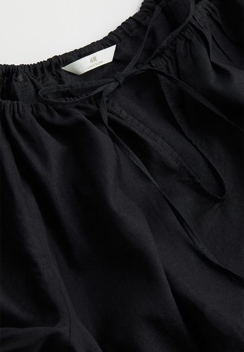 H&M - Linen-blend blouse - black