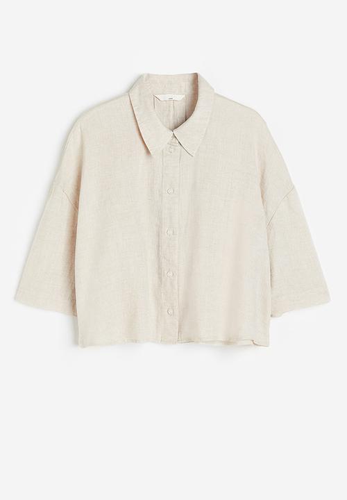 H&M - Oversized linen shirt - light beige 