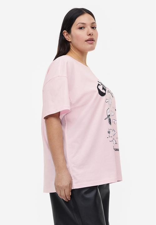 H&M - Oversized printed t-shirt - light pink snoopy