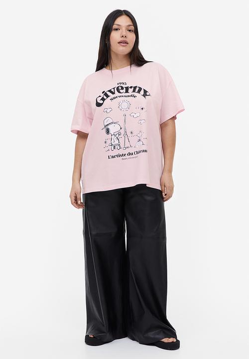 H&M - Oversized printed t-shirt - light pink snoopy