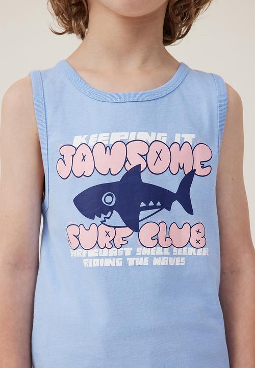 Cotton On - Olsen tank - dusk blue/jawsome surf club