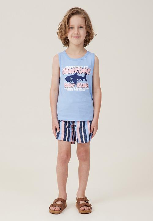 Cotton On - Olsen tank - dusk blue/jawsome surf club
