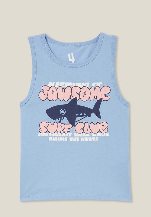 Cotton On - Olsen tank - dusk blue/jawsome surf club