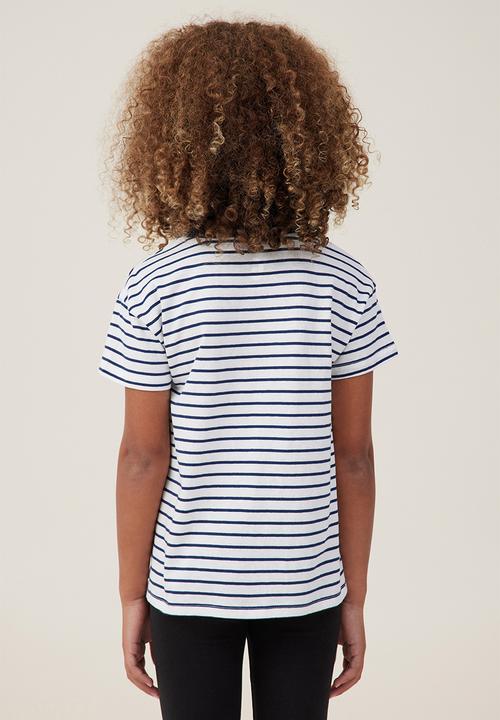 Cotton On - Poppy short sleeve print tee - in the navy vanilla stripe/heart