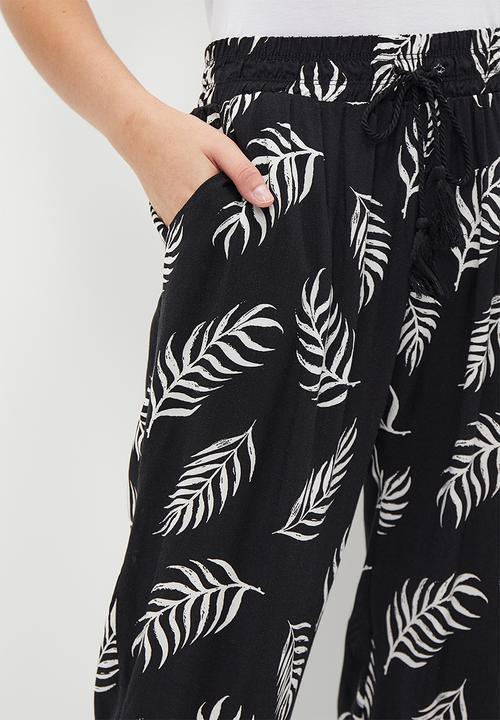 HAILYS - Feather print trousers - black