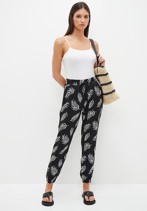 HAILYS - Feather print trousers - black