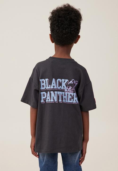 Cotton On - License drop shoulder short sleeve tee - lcn mar phantom/black panther face