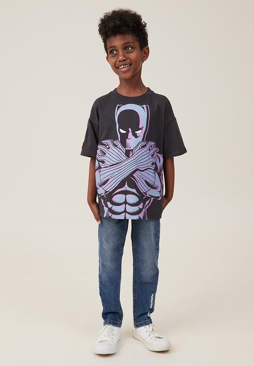 Cotton On - License drop shoulder short sleeve tee - lcn mar phantom/black panther face