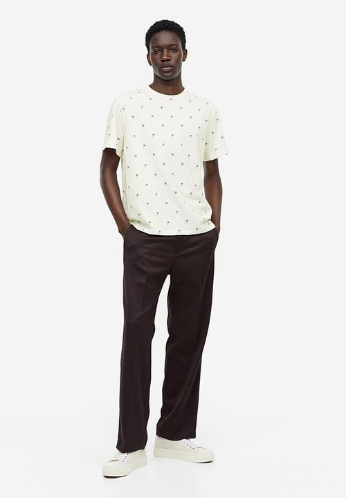 H&M - Regular fit cotton T-shirt - white palm trees