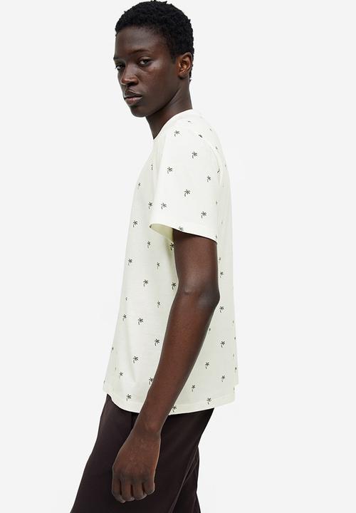 H&M - Regular fit cotton T-shirt - white palm trees