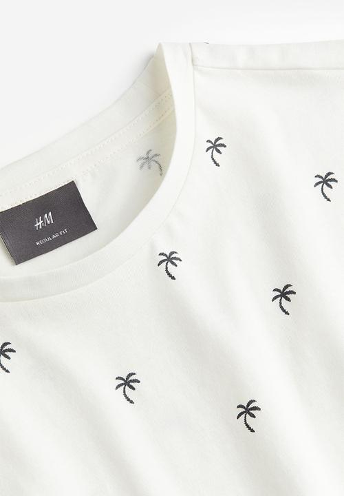 H&M - Regular fit cotton T-shirt - white palm trees