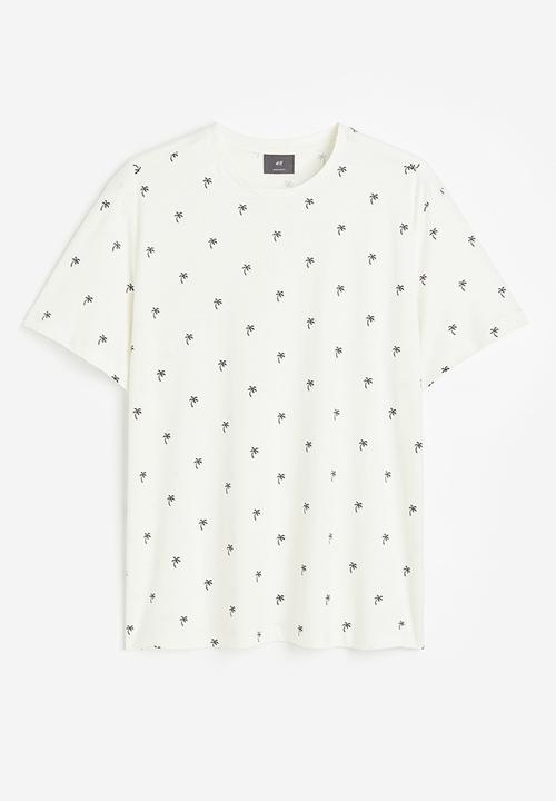H&M - Regular fit cotton T-shirt - white palm trees