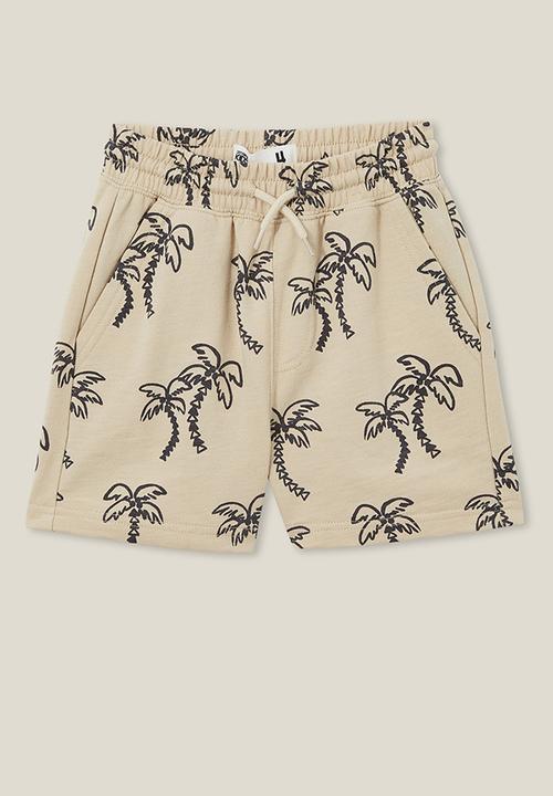 Cotton On - Henry slouch short - rainy day / rabbit grey palm tree yardage
