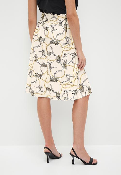 HAILYS - Print elasticated waist skirt - off white