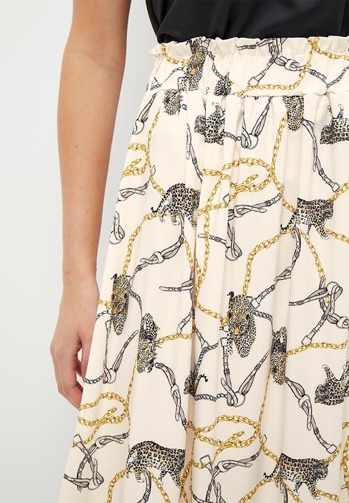 HAILYS - Print elasticated waist skirt - off white