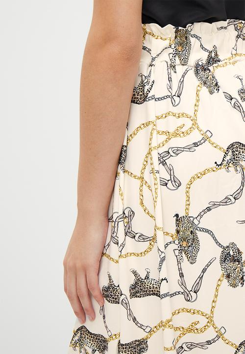 HAILYS - Print elasticated waist skirt - off white