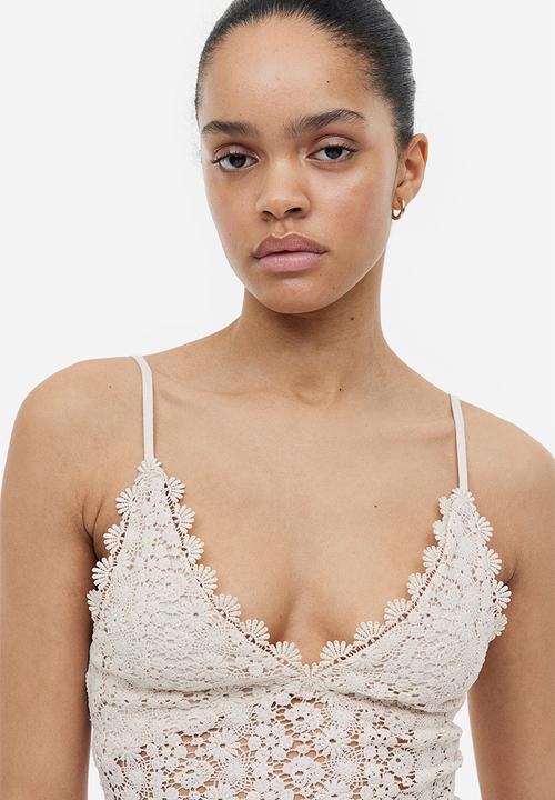 H&M - Cropped lace top - light beige