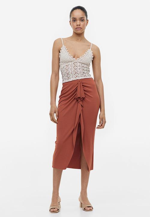 H&M - Cropped lace top - light beige