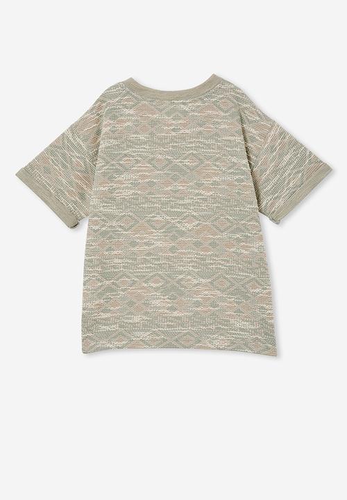 Cotton On - Jett short sleeve textured tee - deep sage texture