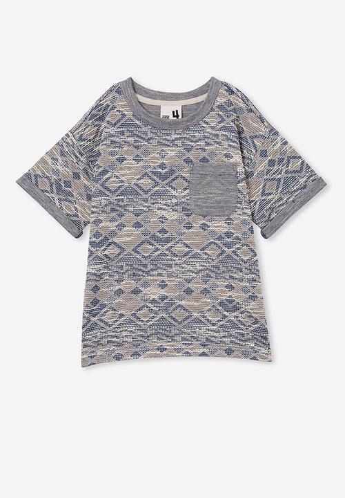 Cotton On - Jett short sleeve textured tee - in the navy texture
