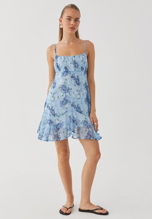Supré  - Rose Frill Mini Dress - Mona Floral Periwinkle