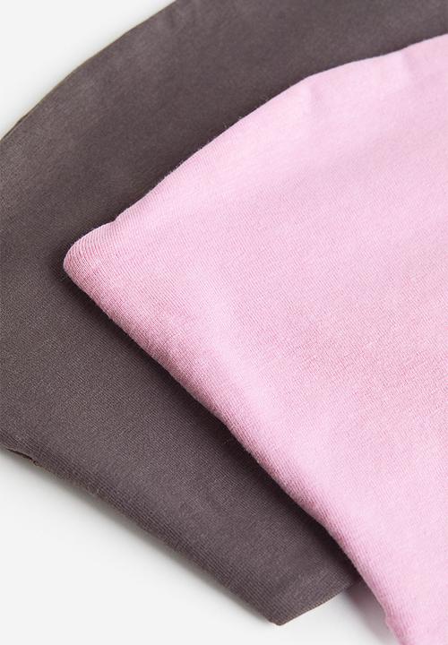 H&M - 2-Pack cropped tube tops - light pink & dark grey 