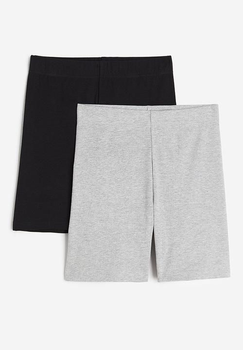 H&M - 2-Pack cycling shorts - light grey marl & black