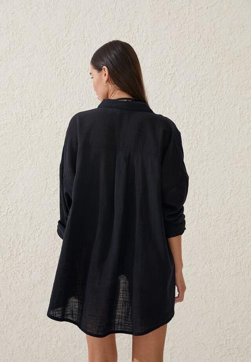 Cotton On - Swing beach shirt - black