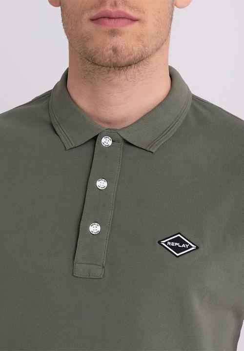 Replay - Garment dyed cotton piquet - sage green