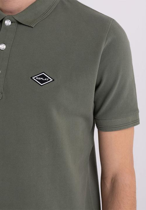 Replay - Garment dyed cotton piquet - sage green