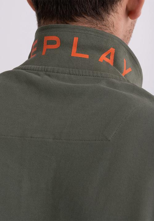 Replay - Garment dyed cotton piquet - sage green
