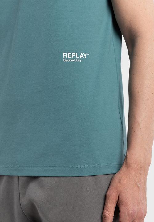 Replay - Piece dyed organic cotton jersey - powder blue