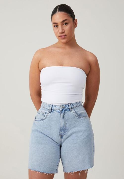 Cotton On - Curvy relaxed denim short - palm blue