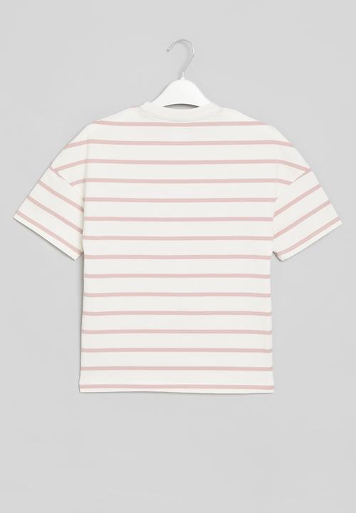 Pop Candy - Striped reglan tee - white & pink